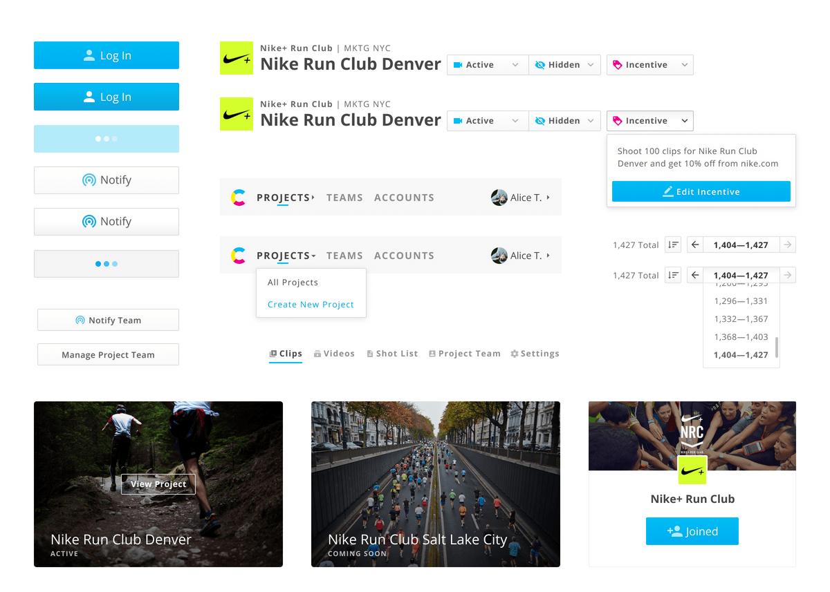 Updates to the component library aimed at improving affordance and accommodating new features.